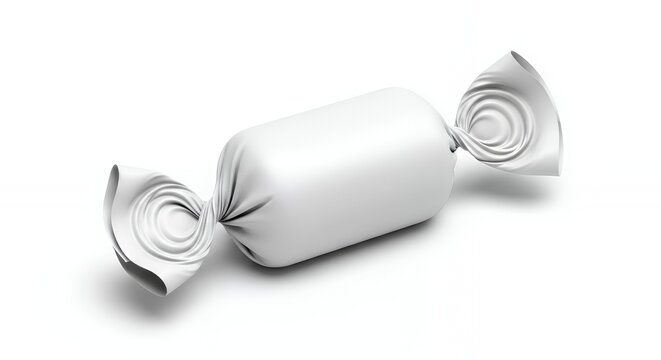 Wrapped Candy White Wrapper Isolated on White Background