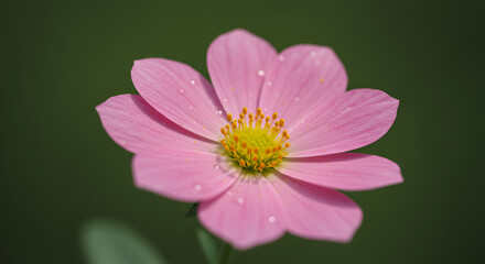 Obraz premium Pink flower with yellow center