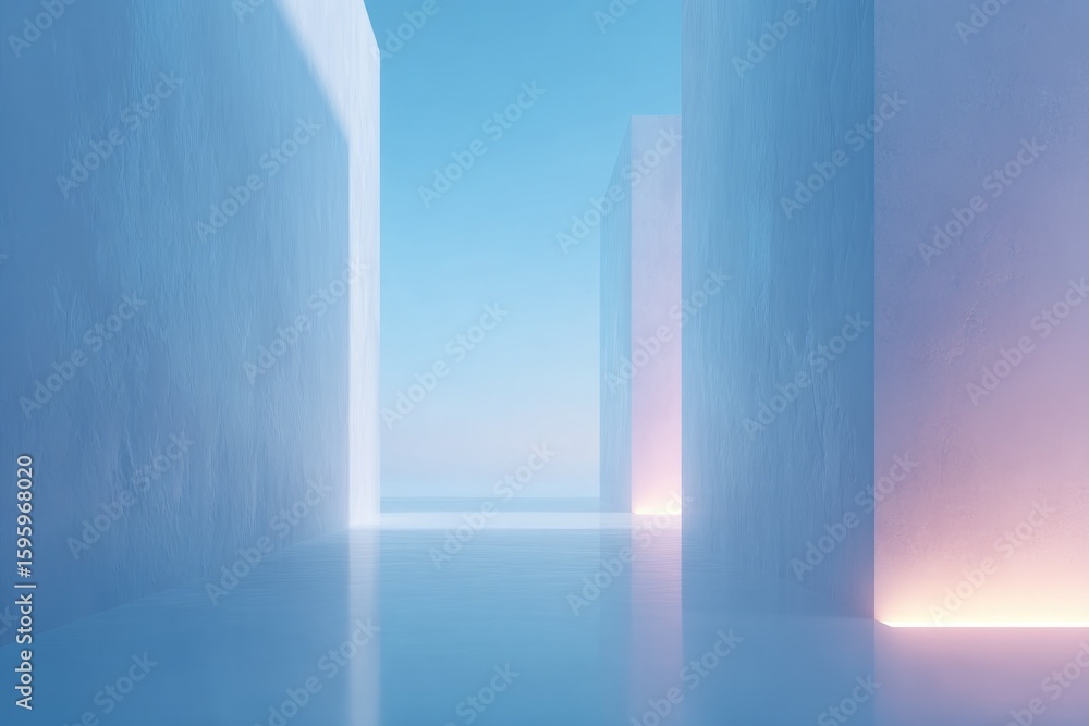 Poster minimalistic scene with futuristic elements suggesting science fiction concepts clean lines and ampl
