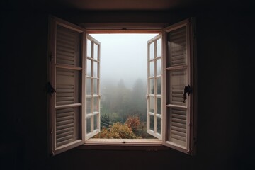 Fototapeta premium Open window, misty view
