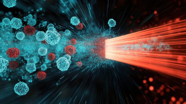 Attack Cells With Red Rays, show the cellular assault and biological themes.