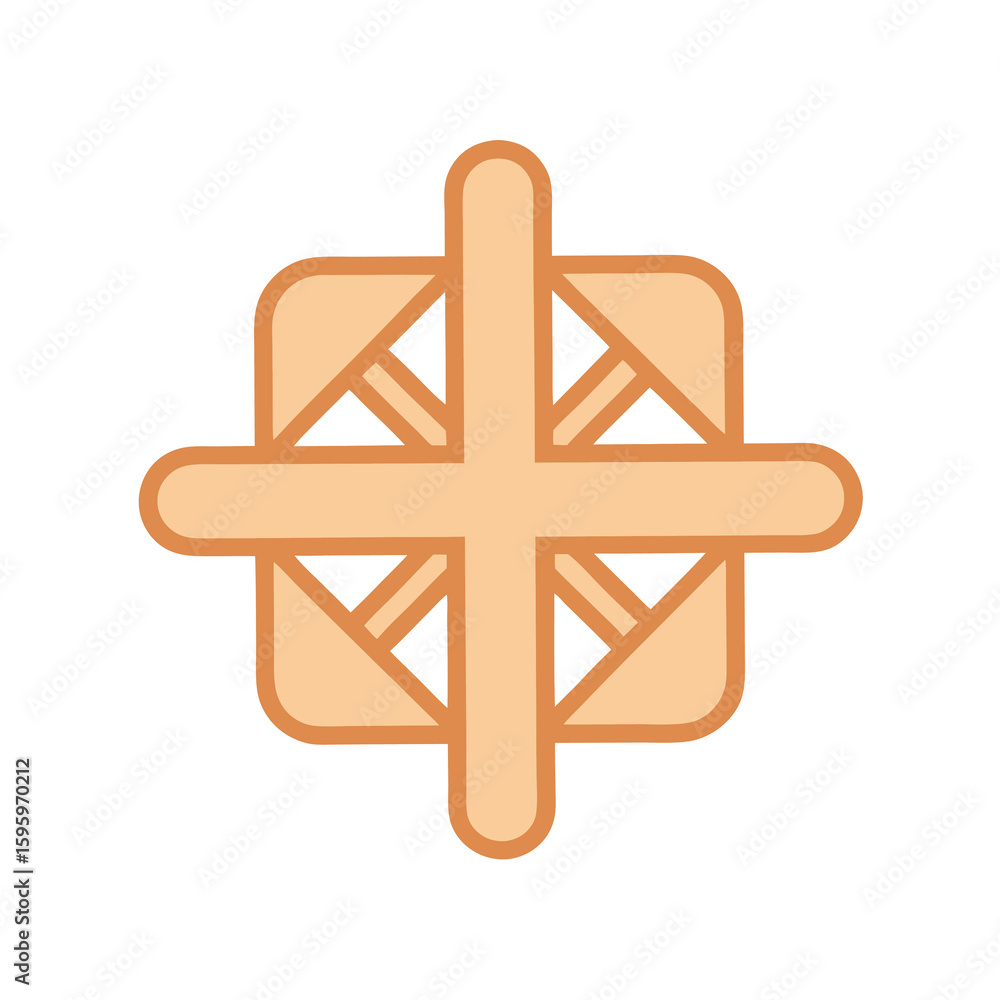 Poster abstract geometric cross symbol with square and triangle elements in orange