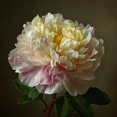 Close-up of a delicate white flower with orange center, casting a shadow.