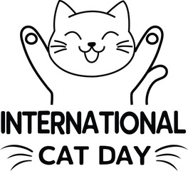 International Cat Day Silhouette Design