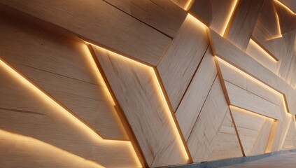 Obraz premium Wooden wall panels, illuminated