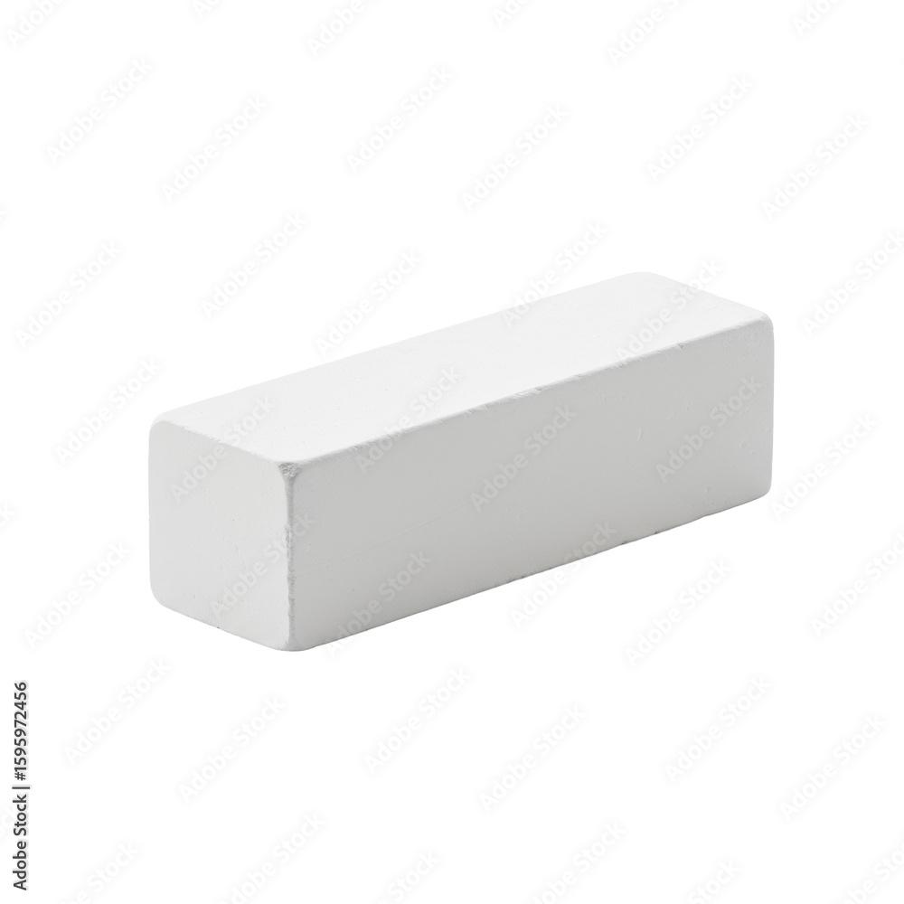 Poster transparent chalk block, a perfect rectangular prism with smooth, finely textured surfaces and sharp