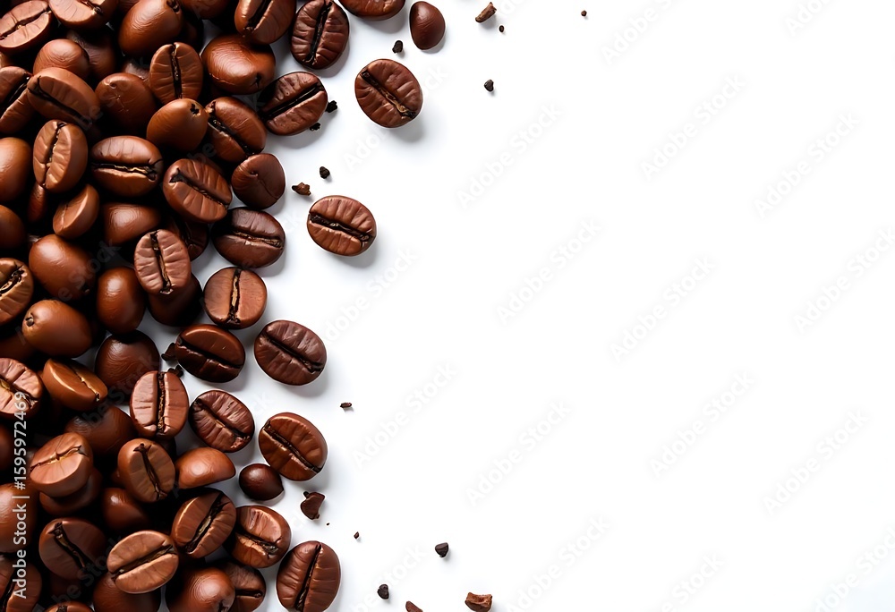 Poster generative ai image of coffee beans on white background for culinary and beverage design