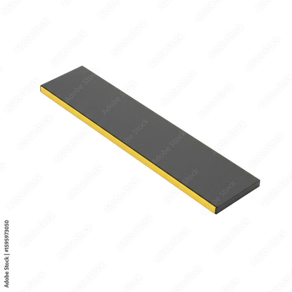 Poster single rectangular agility ladder rung of durable plastic with precise edges, top-down view on pure 
