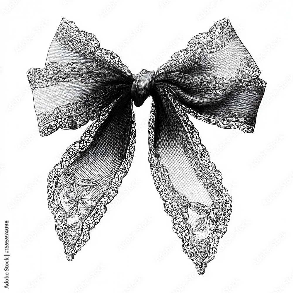 Poster this image features an elegant lace bow with intricate patterns and delicate details, showcasing fin