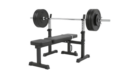 a barbell bench press isolated on a transparent background