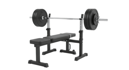 a barbell bench press isolated on a transparent background
