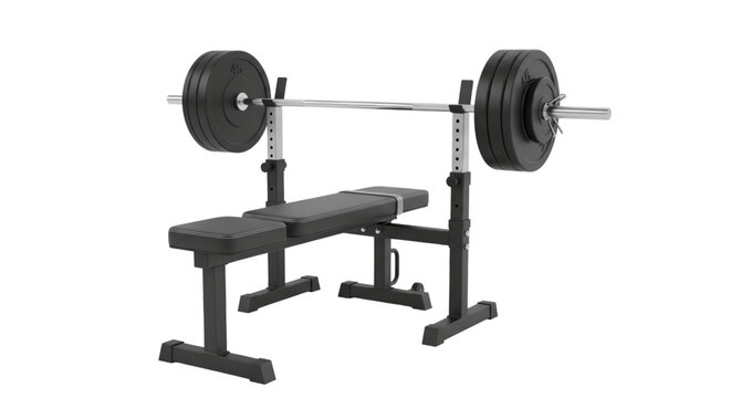 a barbell bench press isolated on a transparent background - Powered by Adobe
