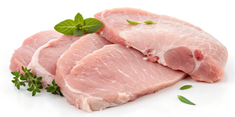 Raw sliced meat on white background