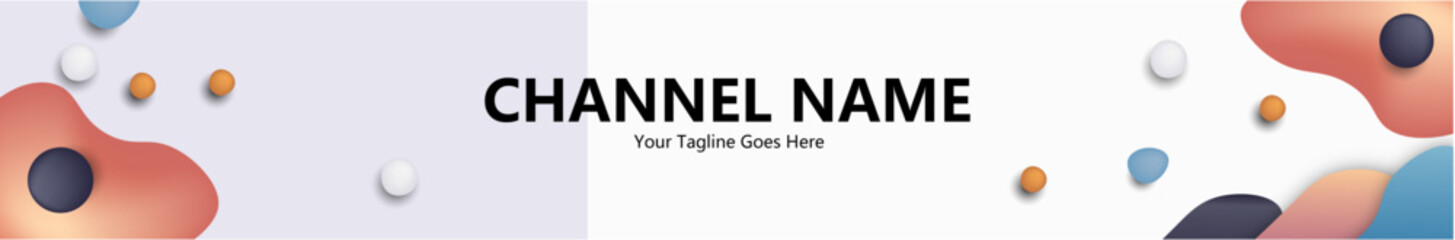 Editable YouTube Channel Art Template with Fluid Shapes. Modern Gradient YouTube Channel Art Template