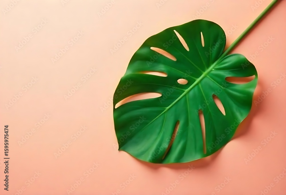 Poster generative ai image of a vibrant monstera leaf on a contrasting background