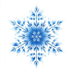 A blue snowflake with intricate and delicate petal-like structures, showcasing symmetry and a wintry aesthetic.