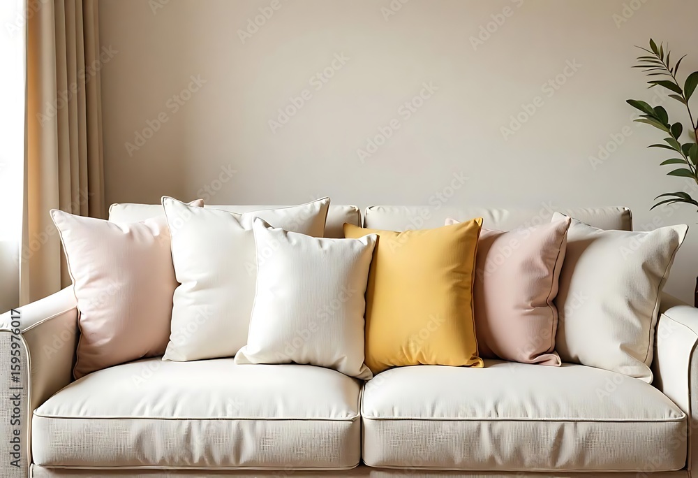 Aufkleber generative ai image showcasing a stylish living room setup with a modern sofa and soft