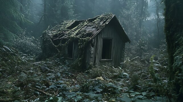 A dense forest with a mysterious glowing forest trail