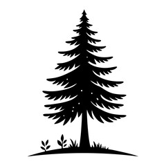 Fototapeta premium Pine tree silhouette illustration black vector.