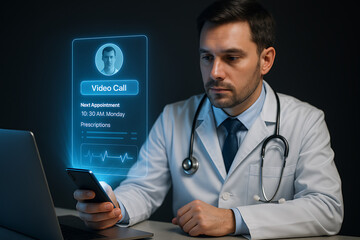 Telemedicine Video Call with Doctor for Online Medical Consultation and Care