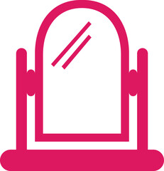 Flat vector illustration of a vanity mirror with elegant frame and clean lines. Perfect for beauty room designs, makeup tutorials, cosmetic branding, interior decor catalogs, salon ads, and influencer