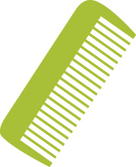 Minimal vector illustration of a green comb with clean lines and modern flat style. Ideal for barbershop logos, hair salon branding, beauty care icons, cosmetic product packaging, infographics, and UI