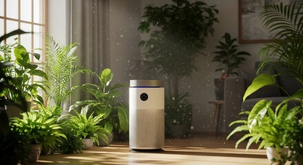 Air Purifier in a Living Room with Plants