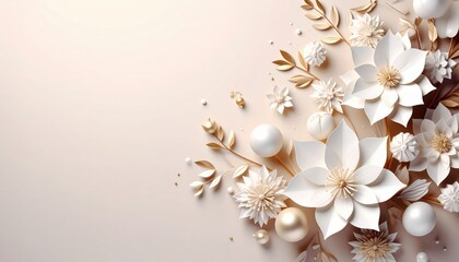 Elegant floral arrangement with white flowers and leaves on soft background still life photography indoor setting artistic approach