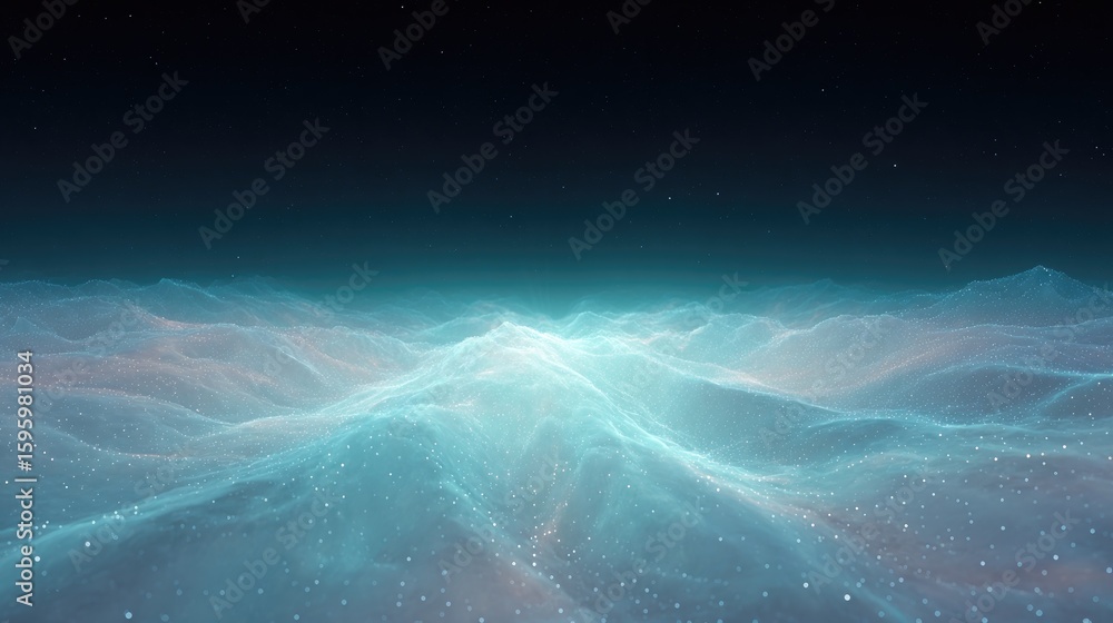 Poster drone-overhead of translucent waves of invisibility