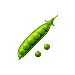 Green pea vegetable on transparent background