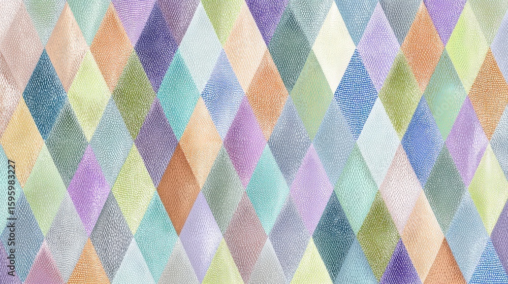 Poster a colorful diamond pattern featuring various pastel shades, creating an abstract and artistic visual