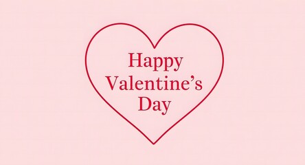 Happy Valentine's Day: Minimalist Red Heart on Pink Background, Romantic Greeting Card Design.
