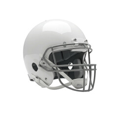 Fototapeta premium A brand-new, classic american football helmet with a polished hard plastic shell, multi-bar metal facemask, and padded chinstrap, on a pure, seamless, transparent background with controlled studio