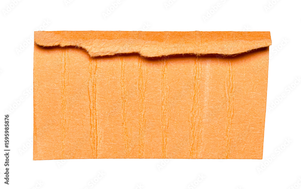 Aufkleber isolated torn piece of blank orange, paper note cardboard with rough texture folded edge and copy sp