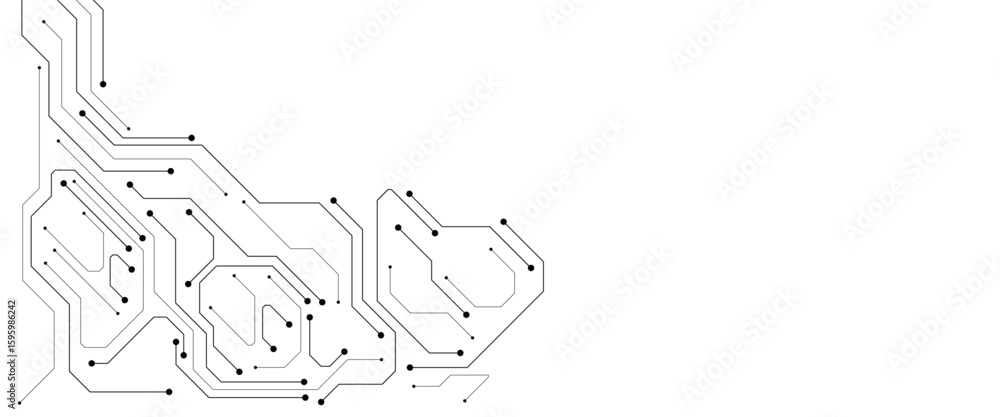 Aufkleber Vector Technology black circuit diagram concept. Abstract technology on white background. High-tech circuit board.