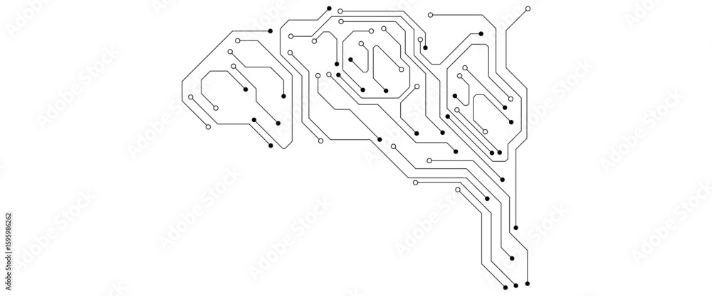 Aufkleber Vector Technology black circuit diagram concept. Abstract technology on white background. High-tech circuit board.