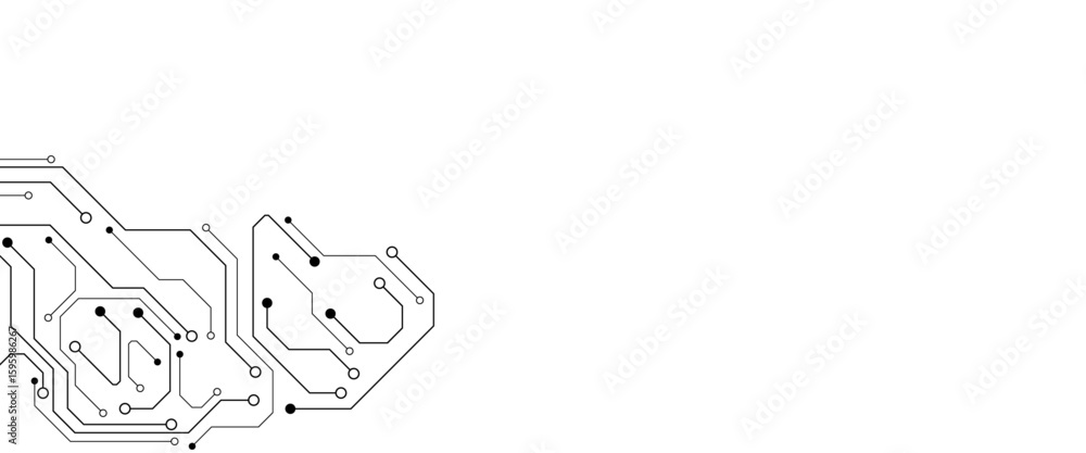Aufkleber Vector Technology black circuit diagram concept. Abstract technology on white background. High-tech circuit board.