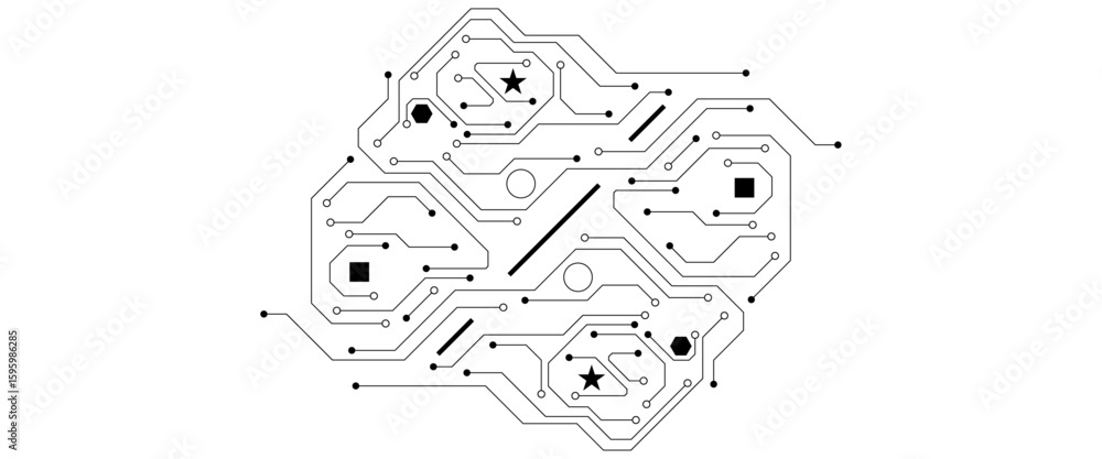 Aufkleber Vector Technology black circuit diagram concept. Abstract technology on white background. High-tech circuit board.