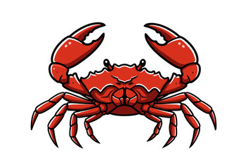Red Crab Cartoon Illustration – Ocean Marine Animal Clipart, Coastal Seafood Art Design, Fun Beach Graphic for Stickers, T-Shirts, Logos, Menus, Decor

