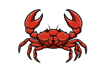 Red Crab Cartoon Illustration – Ocean Marine Animal Clipart, Coastal Seafood Art Design, Fun Beach Graphic for Stickers, T-Shirts, Logos, Menus, Decor

