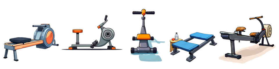 Cardio and strength machines for fitness app UI, 