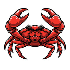 Red Crab Cartoon Illustration – Ocean Marine Animal Clipart, Coastal Seafood Art Design, Fun Beach Graphic for Stickers, T-Shirts, Logos, Menus, Decor

