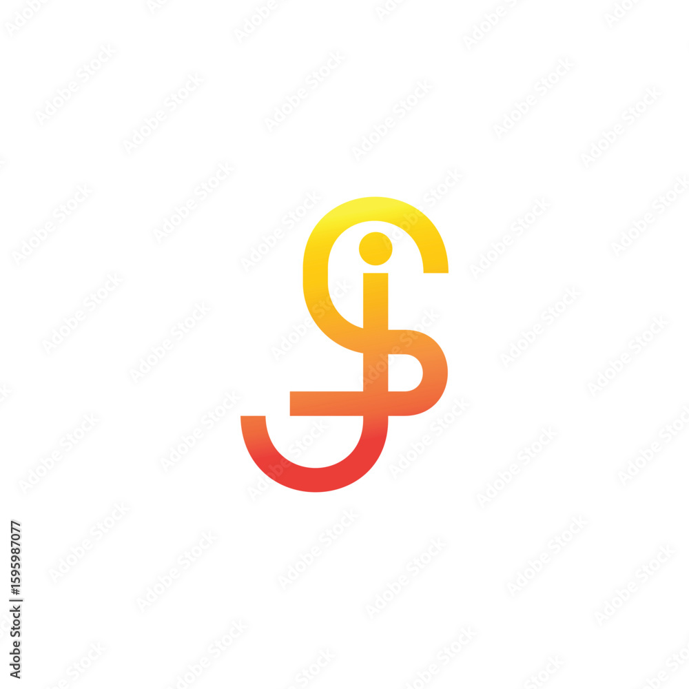 Fototapete letter js simple unique geometric line gradient logo vector