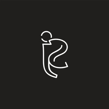 letter 2i mono line thin simple logo vector