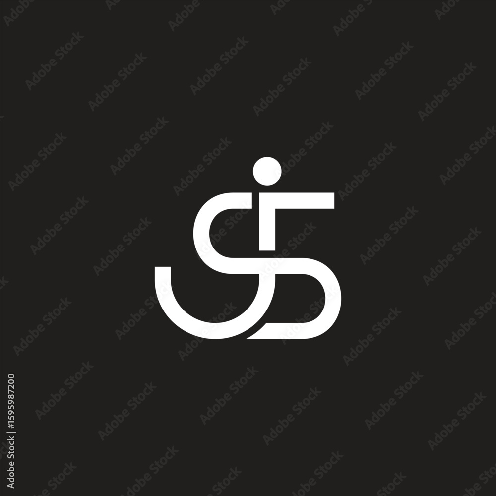 Fototapete letter js simple linked overlap 3d flat logo vector