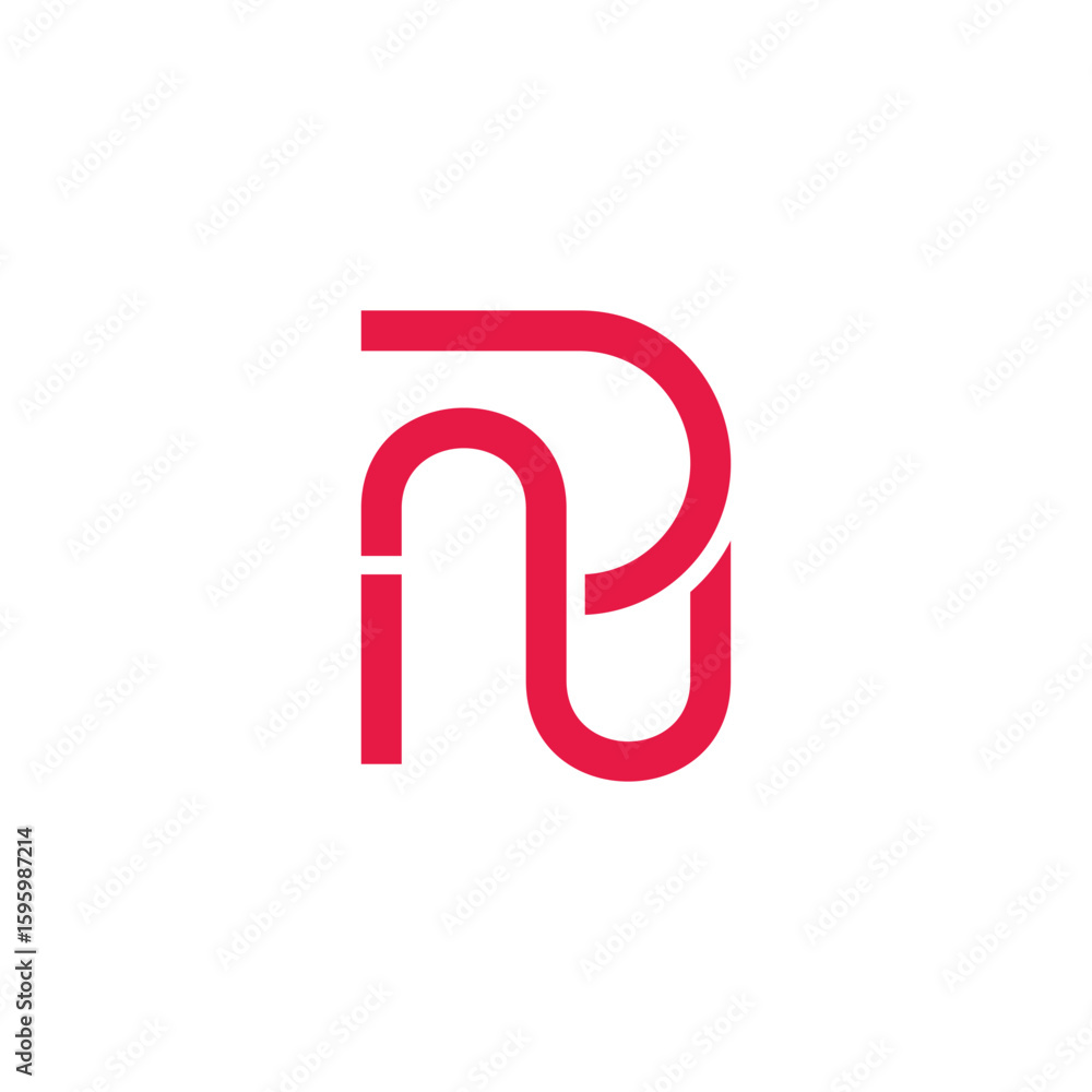 Fototapete letter np simple curves loop linked geometric logo vector