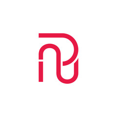 letter np simple curves loop linked geometric logo vector