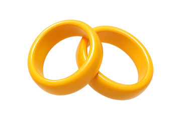 Golden 3D Interlocked Bands Isolated on a Transparent Background