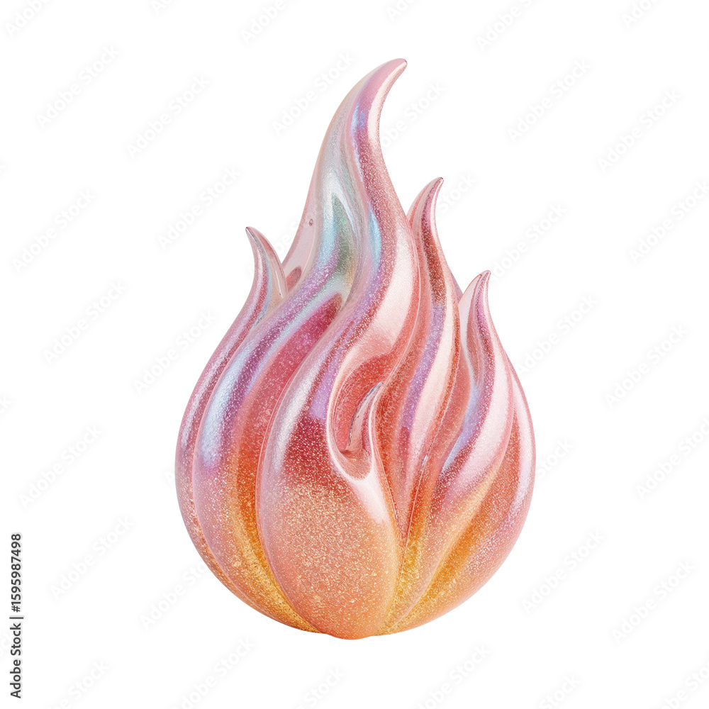 Aufkleber abstract iridescent flame artwork with dynamic fluid texture on transparent field