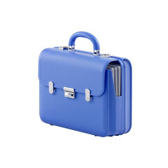 Elegant blue briefcase gleaming on a transparent setting conveying professional success and business